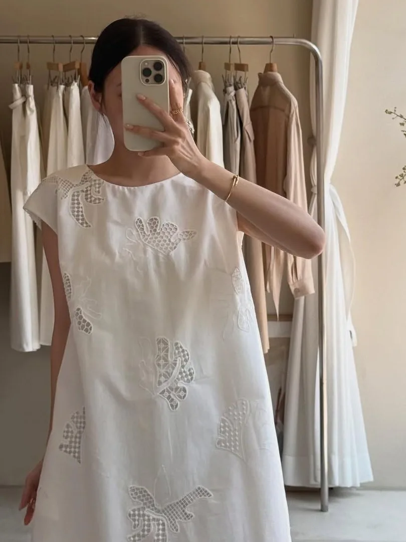 Retro Hooked Floral Svel Vest Dr Women's A-Line Ele  Skirt Korean Sle Ci Commute Summer New Design