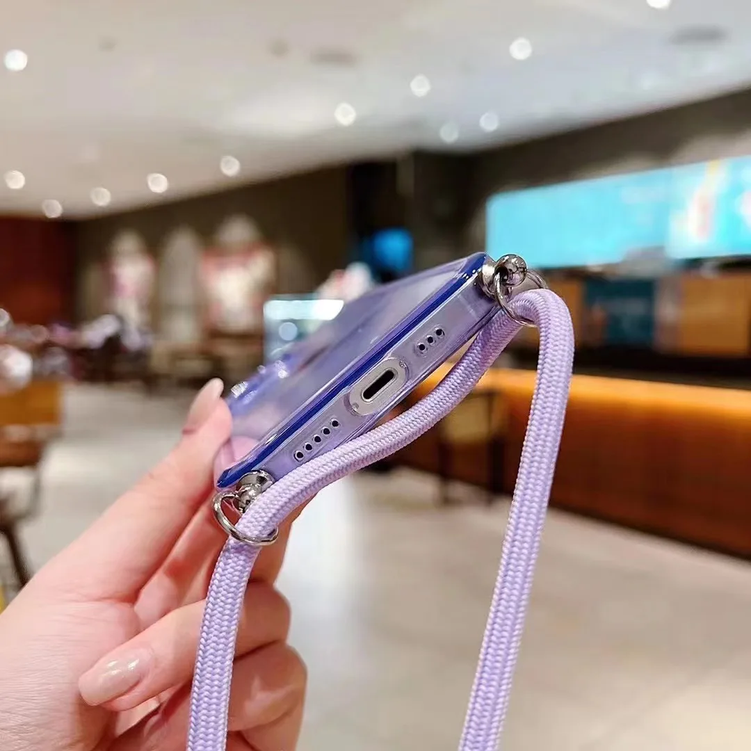 Necklace Strap Phone Case For iPhone 17 16 15 pro 14 Pro 13 Pro Max 12 11 XS X XR SE2 6 7 8 Plus Transparent Soft TPU Chain Case