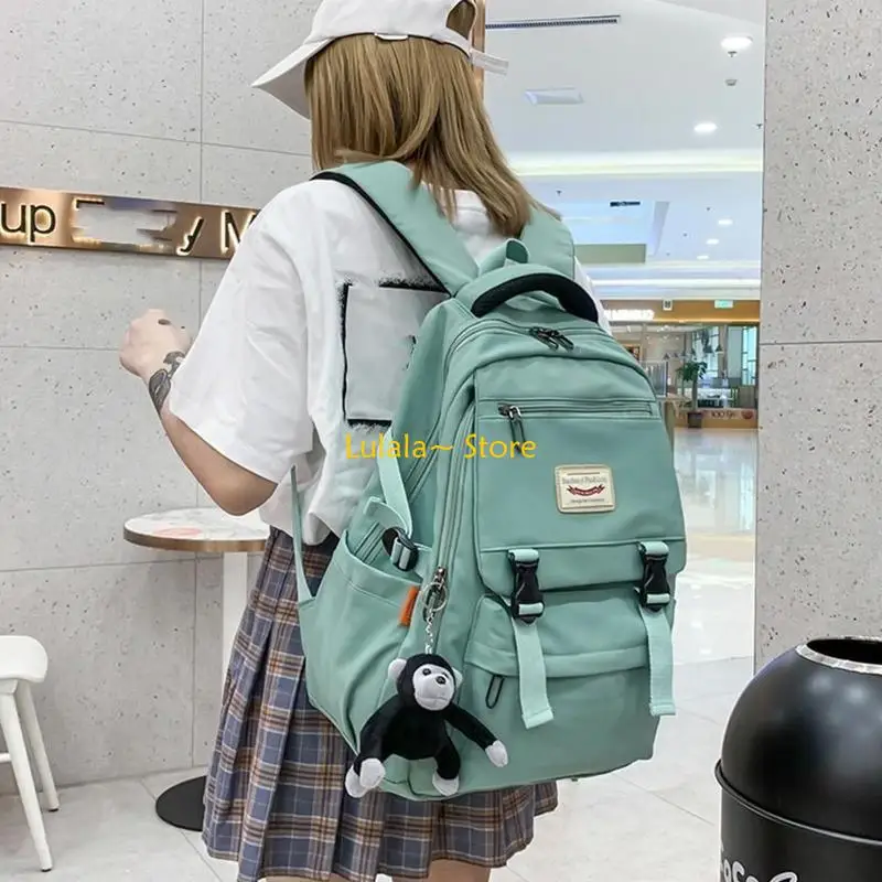 

Y4QA Large Capacity Fashion School Backpack Nylon Daypack Casual Bookbag for Teens