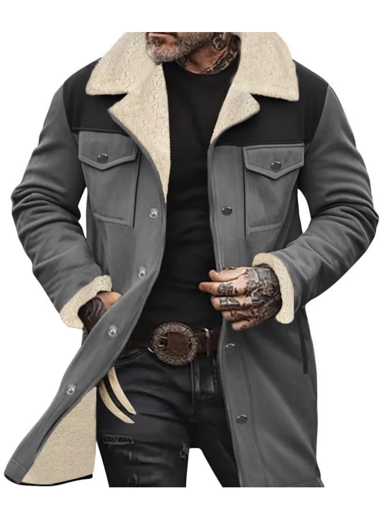 Warm Trech Men's Winter Trench Coat Windproof Fleece Lined EU Fit Street to Office Mans Wear