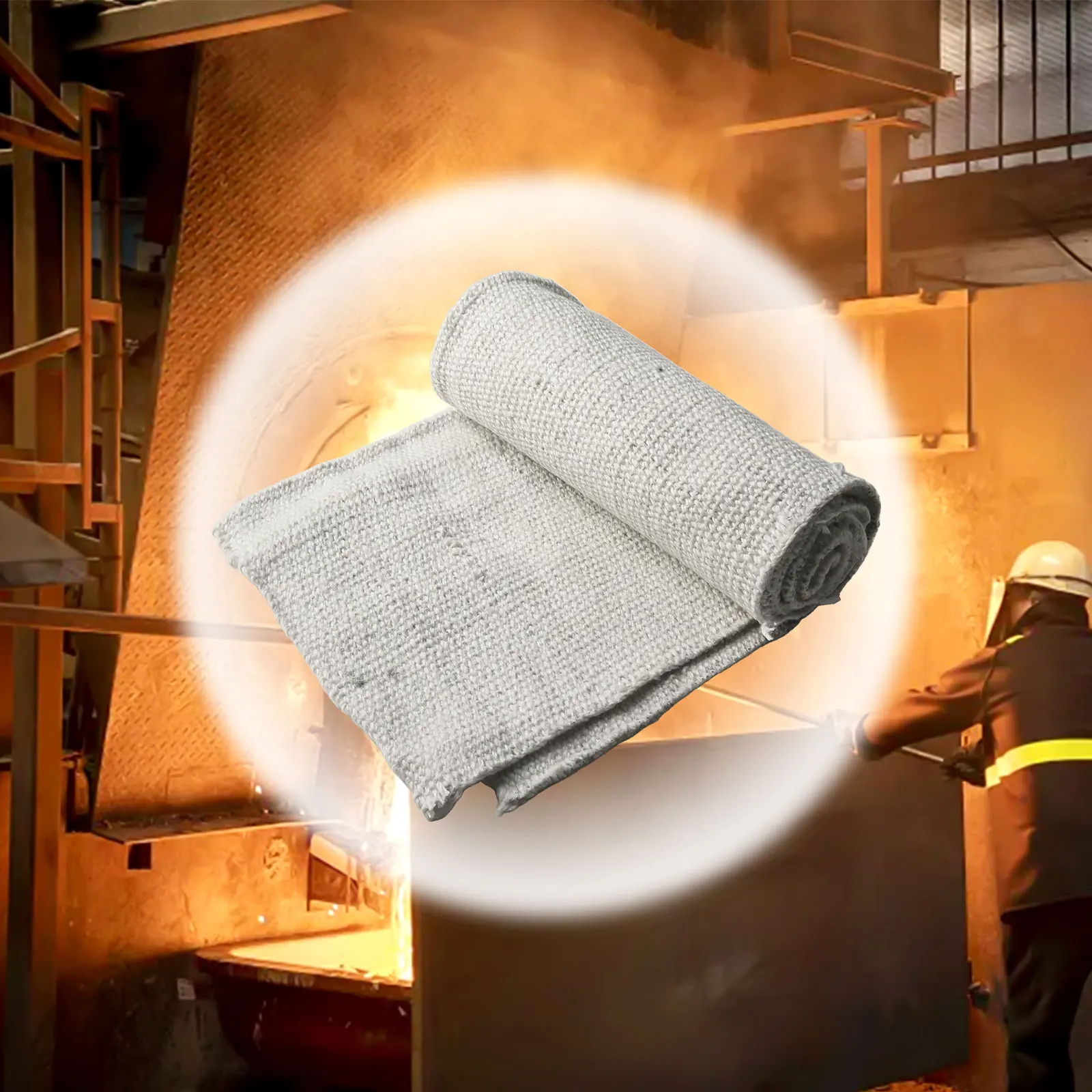 2mm 100cmx50cmHigh Temperature Heat Insulation Cloth Ceramic Fiber Cloth Fire Curtain Electric Welding Flame Retardant