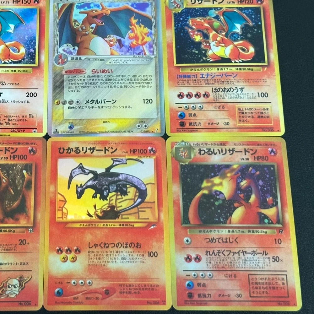 9Pcs/set Diy Self Made Ptcg Charizard Series Collection Card Color Flash Ptcg Classic Charizard Anime Cards Gift Toys