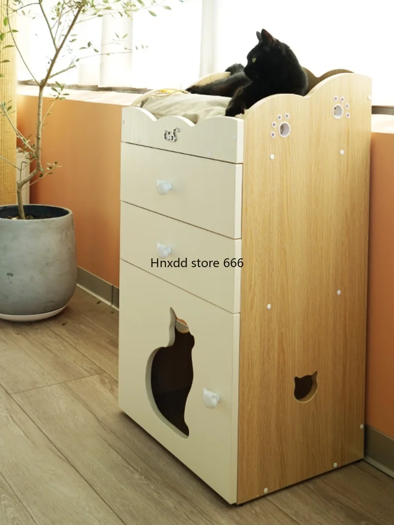 Cat litter locker, high cabinet, low cabinet, cat climbing frame, free cat litter pad.