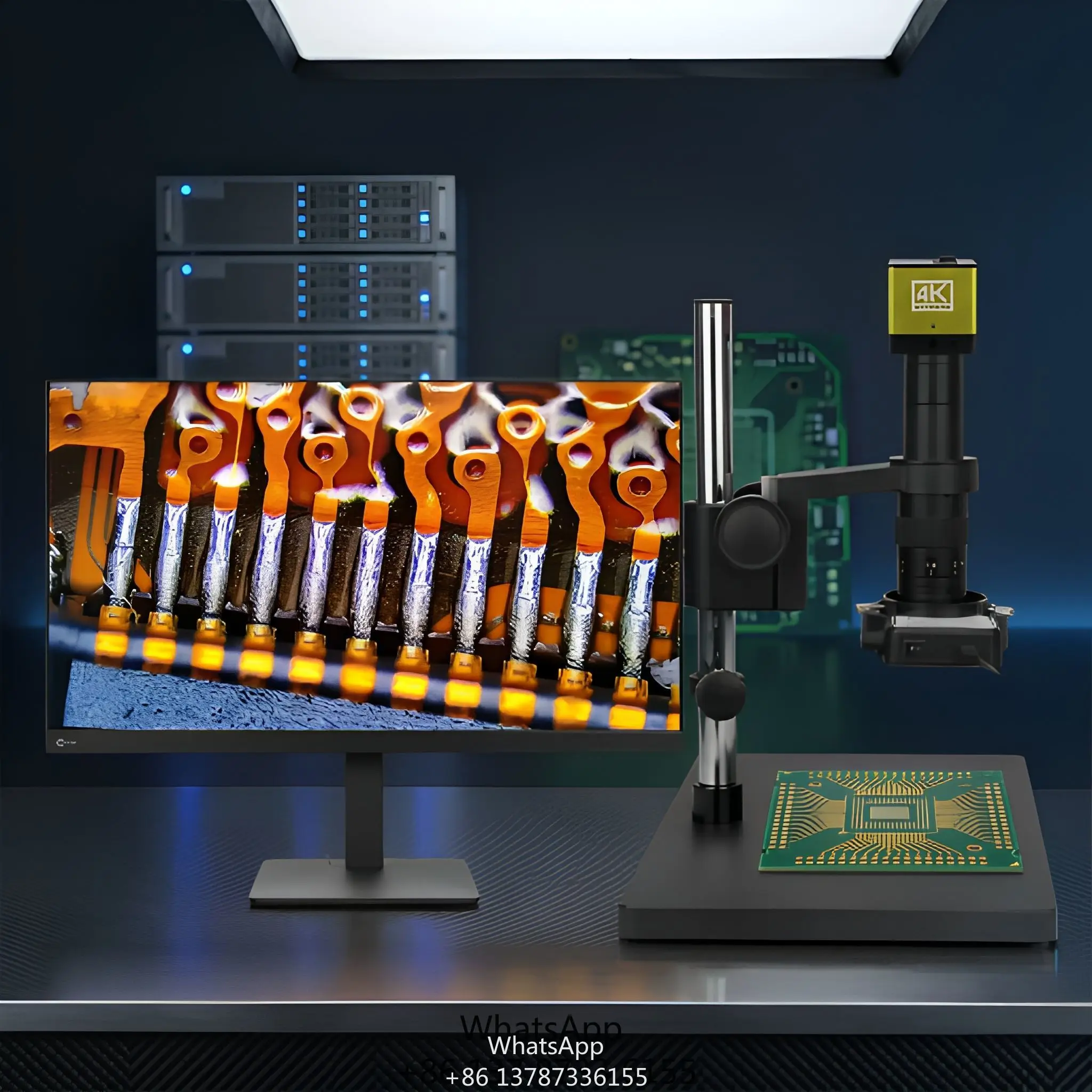 EOC 4K 3840x2160 60FPS Industrial Video Microscope For AI Server GPU Board HBM Memory Chip BGA Soldering QC
