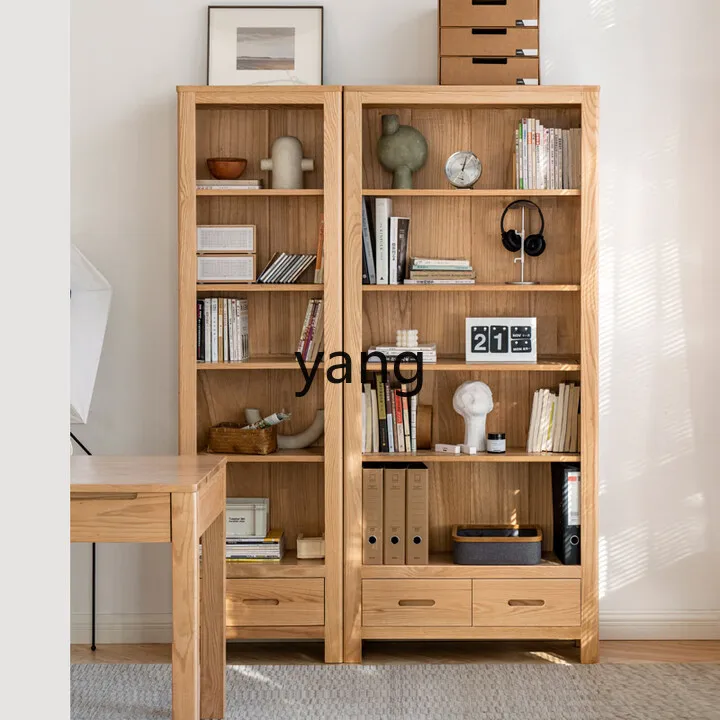 TGF solid wood bookshelf simple oak cabinet home display cabinet study environmental protection furniture