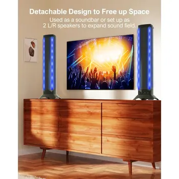 PERKEO 25in Sound bars for TV Home Theater, Built-in Dual Subwoofers and 4 Speakers, 3D Stereo Surround Bluetooth Speaker System