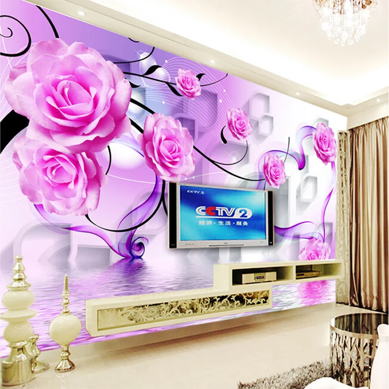 Custom Mural Wallpaper Modern Fashion 3D Rose Flower Bedroom Living Room Sofa TV Background Wallpaper Murals Papel De Parede 3D