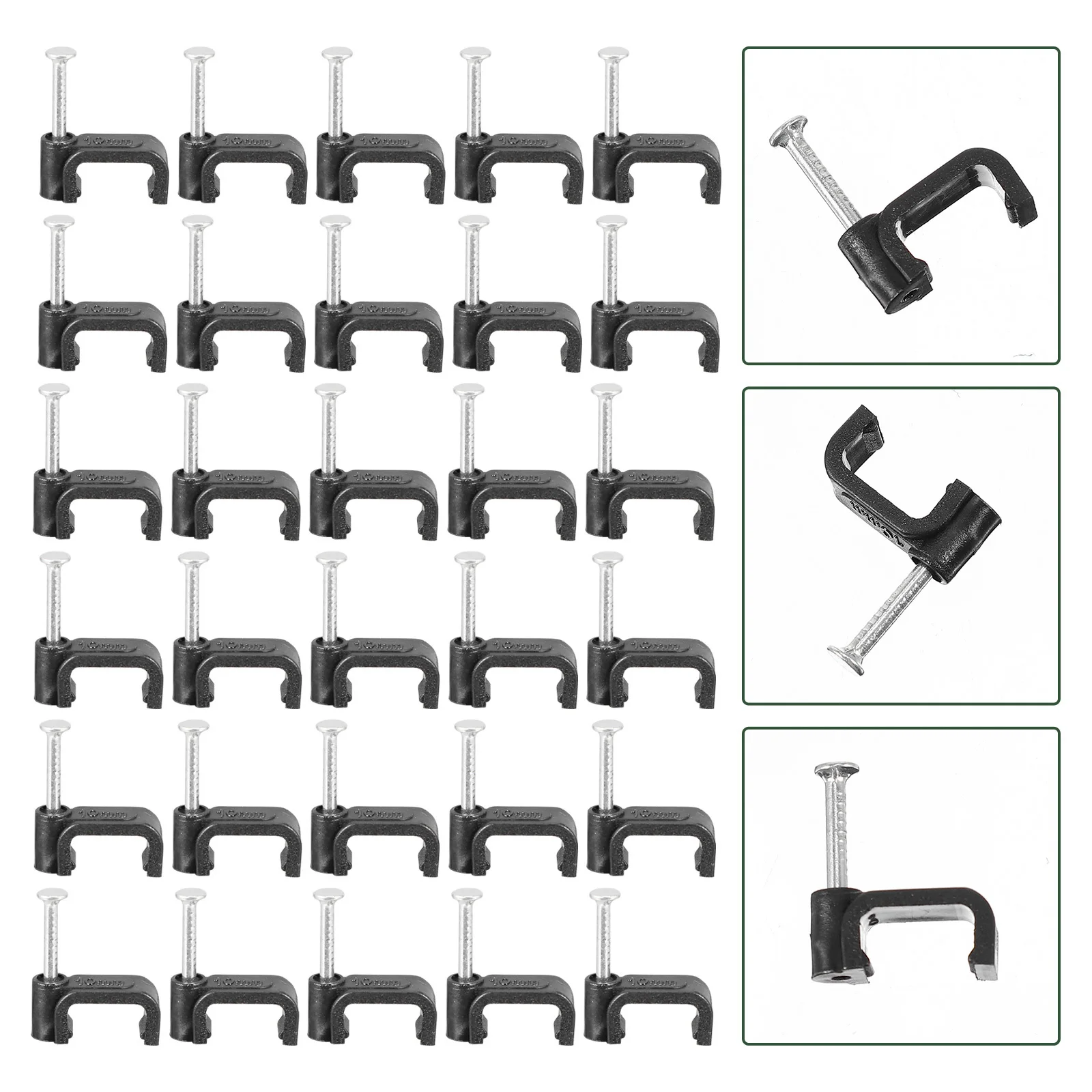 

100Pcs Line Clamps Black Support Clamps with Nails for Secure Wire Cable Tubing Fastening Installation Tools Black J Hooks