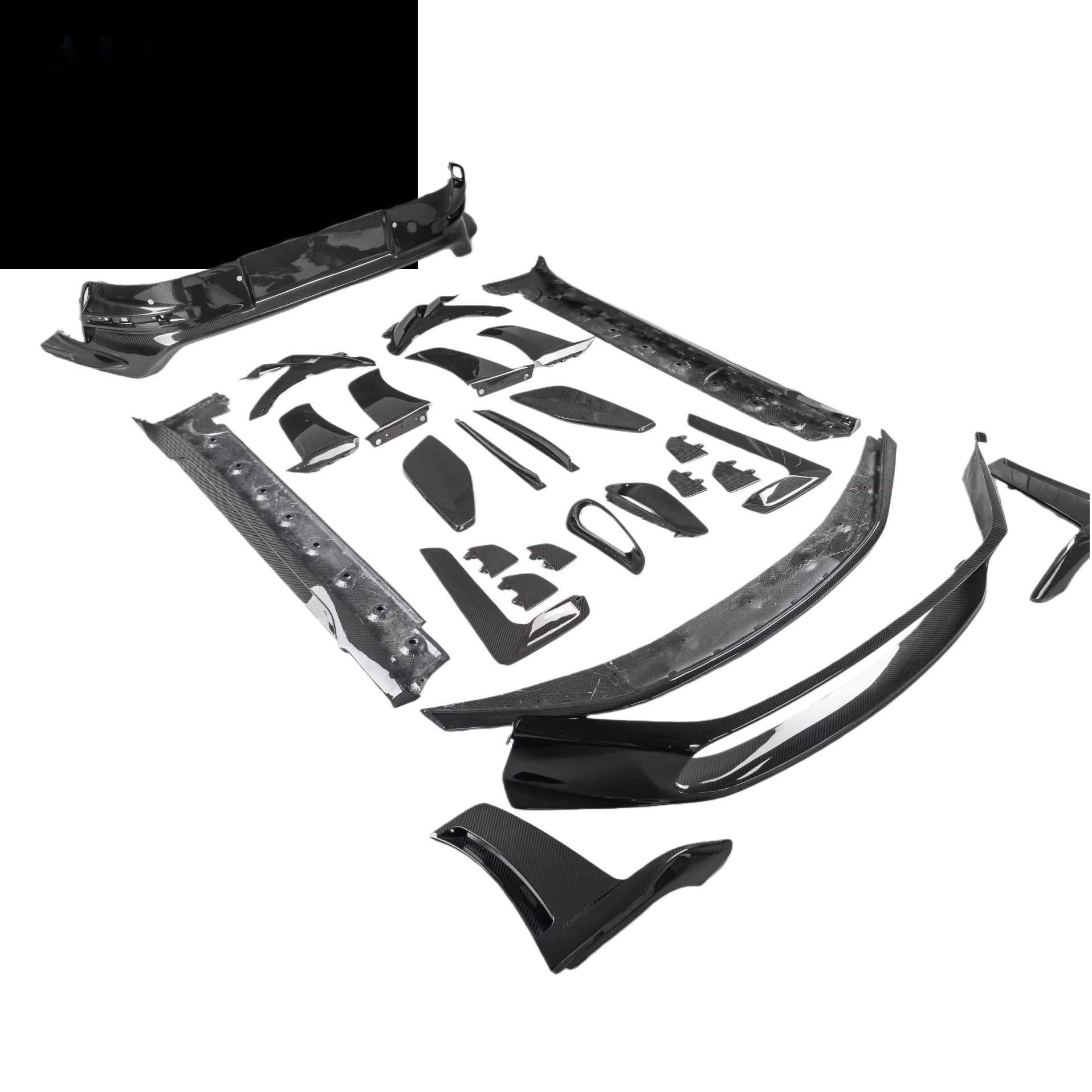 High Quality OEM Dry Carbon Fiber Aviation Body Kit Full Set of Polished Front Lip Side Skirt Rear Diffuser Rear Fender