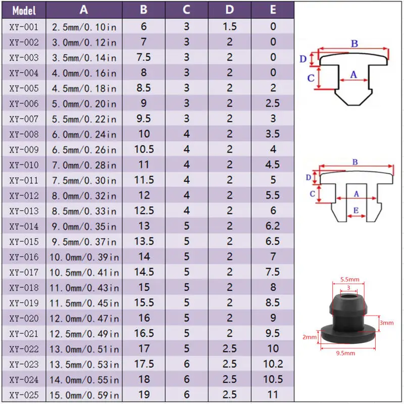 5~25pcs Black Conical Snap-on Silicone Rubber T Type Plug Blanking End Caps Tube Inserts Bung Proof High Temperature