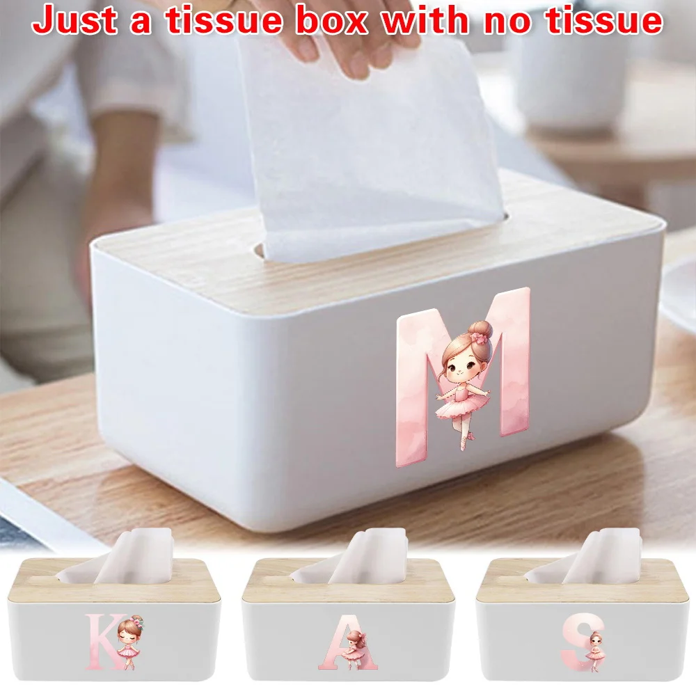 

Modern Tabletop Tissue Dispenser, Durable Napkin Case with Wooden Lid, Bathroom & Living Room Decoration Ballerina Girl Pattern