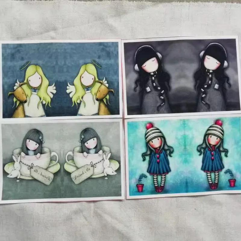 13X20.5cm Lovely Girl Patchwork Cotton Canvas Fabric Cartoon for DIY Sewing & Quilting Purse Book Cover Home Decoration Material