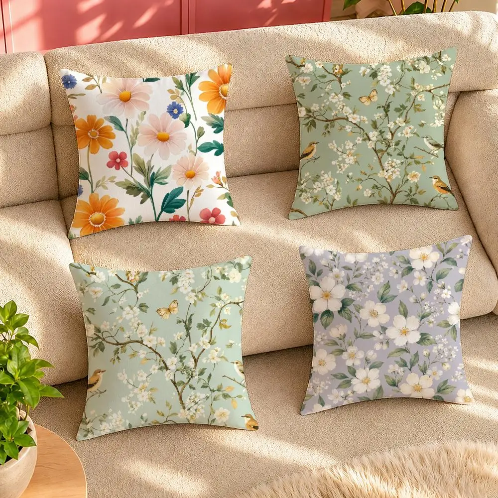 Fresh Daisy Floral Pattern Cushion Cover Pillow Cover Decorative Throw Couch Home Decor for Living Room Sofa