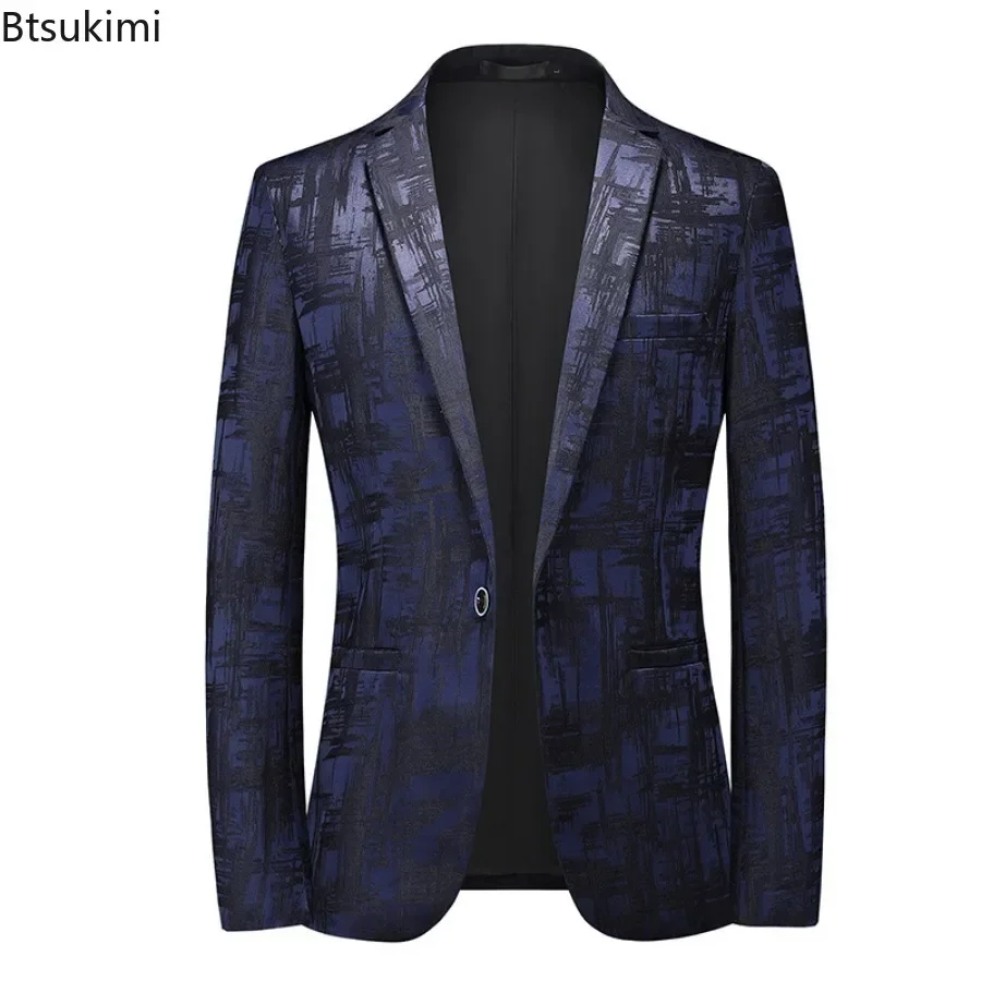 Plus Size Men\'s Suits Jacket Luxury Jacquard Designer Blazer Business Casual Coats Men Wedding Party Slim Tuxedo Dress Suit Tops