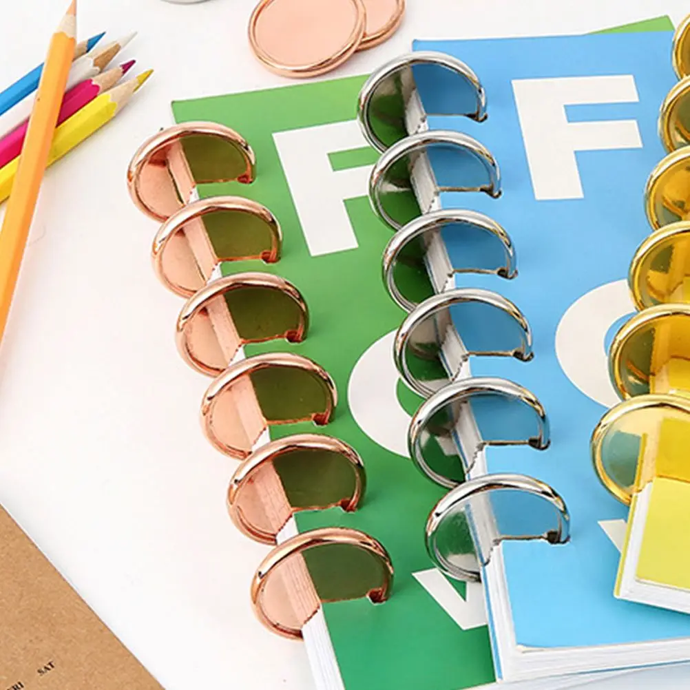 20pcs Solid Electroplated Notebook Binding Discs Smooth Hole Punch Planner Rings Bright Colors DIY Project Supplies