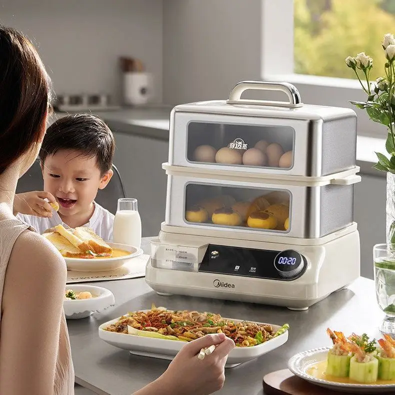 Electric steamer Stainless steel household steaming and stewing multi-functional integrated pot Visual electric steamer