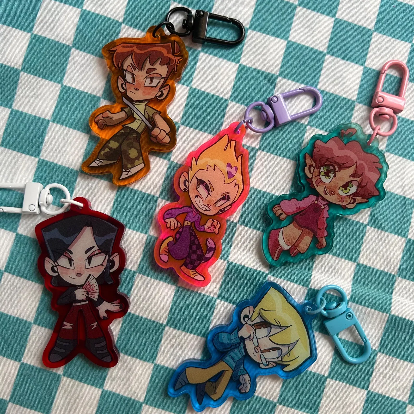 Double Sided Chibi Acrylic Keychain, Colorful Transparent Character Charm, Fantasy Style Bag Pendant, Cute Collectible Gift
