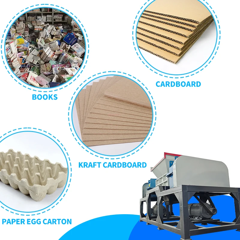 Two Shaft Waste Corrugated Paper Box Carton Used Cardboard Recycling Crusher Shredder For Sale