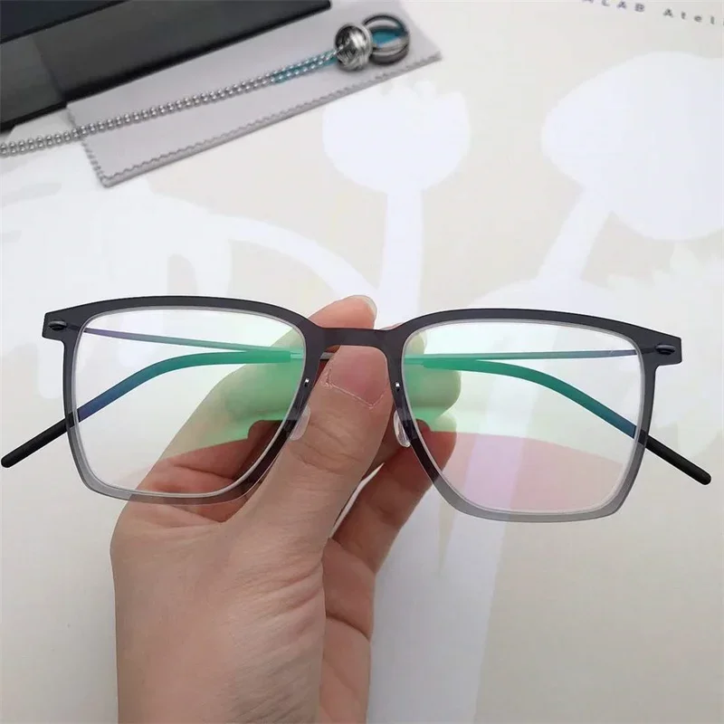الدنمارك 6554 مربع قصر النظر القراءة التيتانيوم إطارات النظارات الرجال النساء النظارات خفيفة للغاية وصفة طبية Gafas نظارات دي Oculos