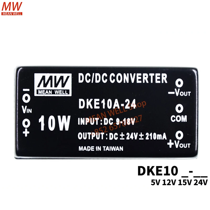 MEAN WELL Switching Power Module 10W DC-DC Regulated Dual Output Converter DKE10B-05 DKE10B-12 DKE10B-15 DKE10A-15 DKE10A-24