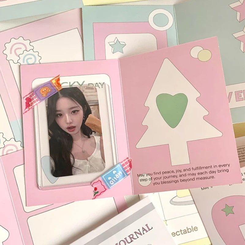10PCS Ins Fashion Cute Kpop 3-inch Photo Card Back Card Foldable Card Holder Fix Decor Paper Board DIY Packing Material