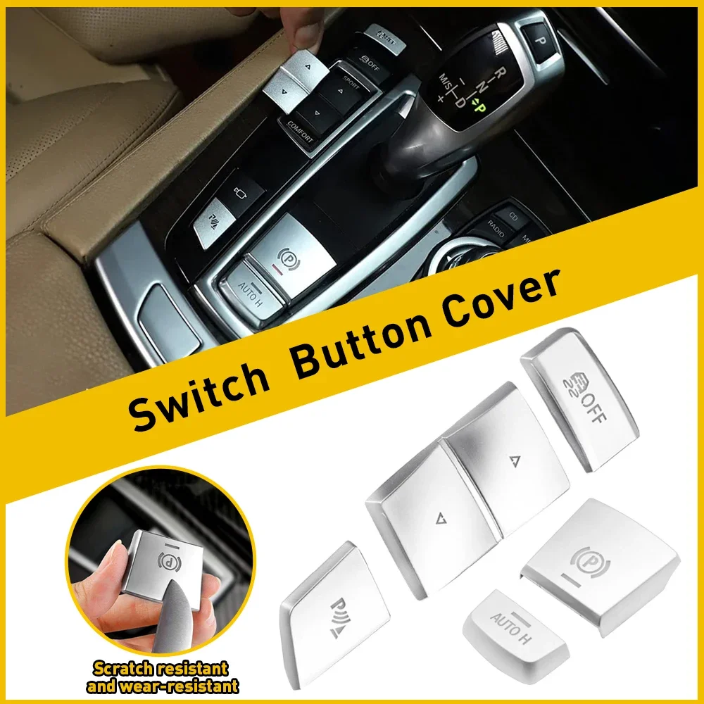 5Pcs Car Handbrake Parking Brake P Button Switch Cover Trim for BMW 5 6 7 Series F10 GT F07 F06 F12 F13 F01 F02 X3 X4 F25 F26