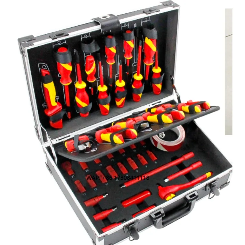 KUNTECH KT-8069 69-Piece New Energy Vehicle Maintenance Tool Set Combination Wrenches Assorted Sockets Screwdrivers Hard Case