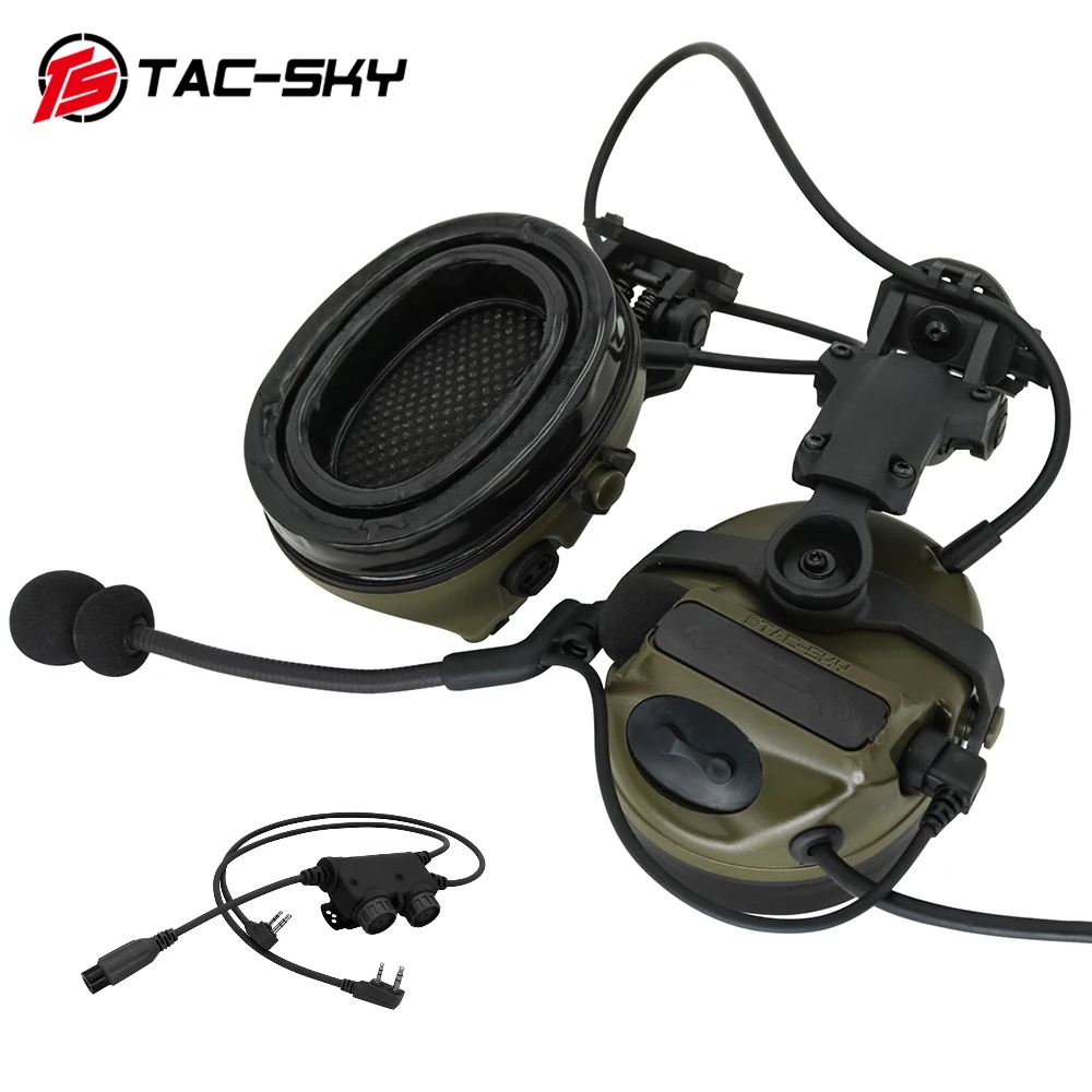 

TS TAC-SKY ARC OPS-CORED Rail Mount C3 Headset, COMTAC III Hunting Airsoft Sport Shooting Headset with Kenwood Dual Pass RAC PTT