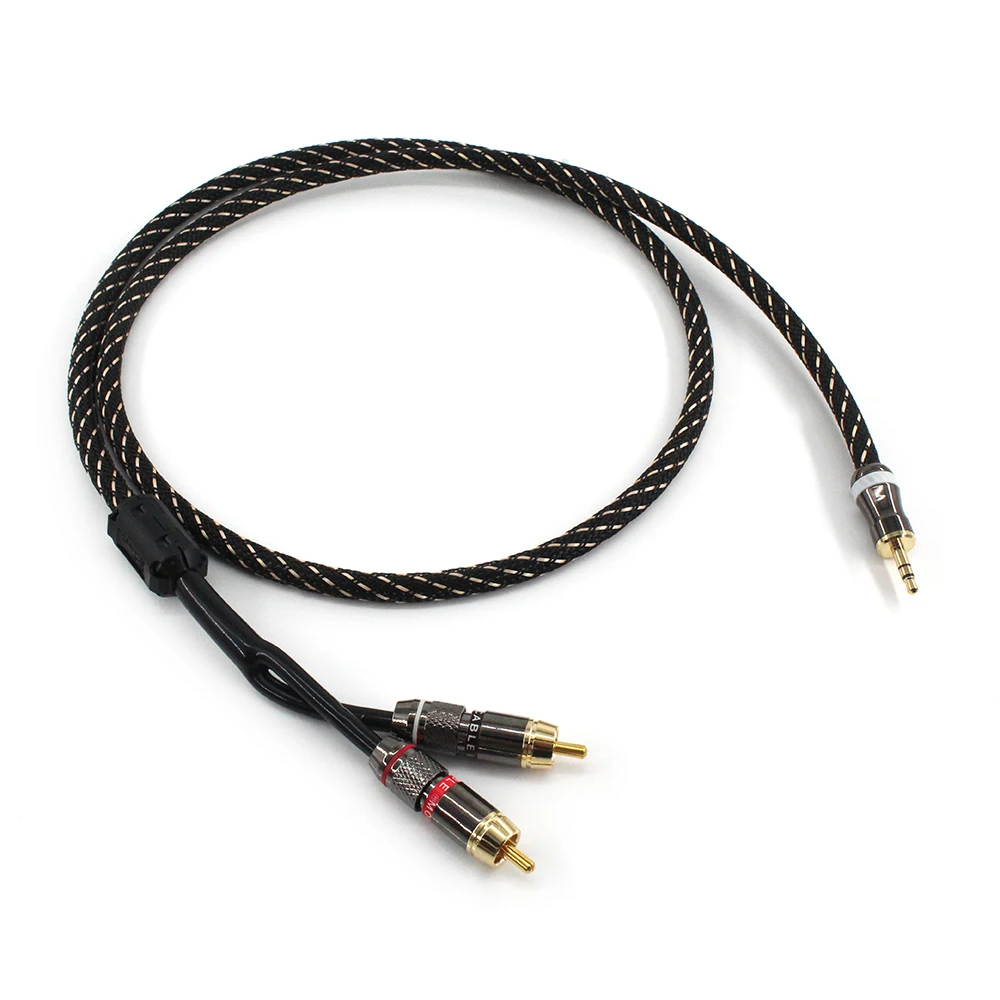 Canare L-4E6S hifi 3,5mm a 2RCA adaptador auxiliar de Audio estéreo 3,5mm Cable divisor AUX RCA Y Cable para altavoces de teléfono inteligente