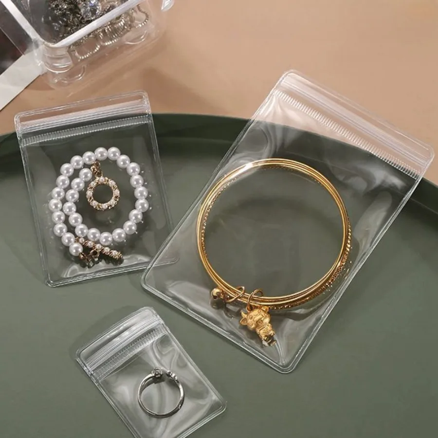 

Transparent Jewelry Storage Albums Desktop Drawer Organizer Fashion Necklace Bracelet Ring Dustproof Storage Bag Anti-oxidation