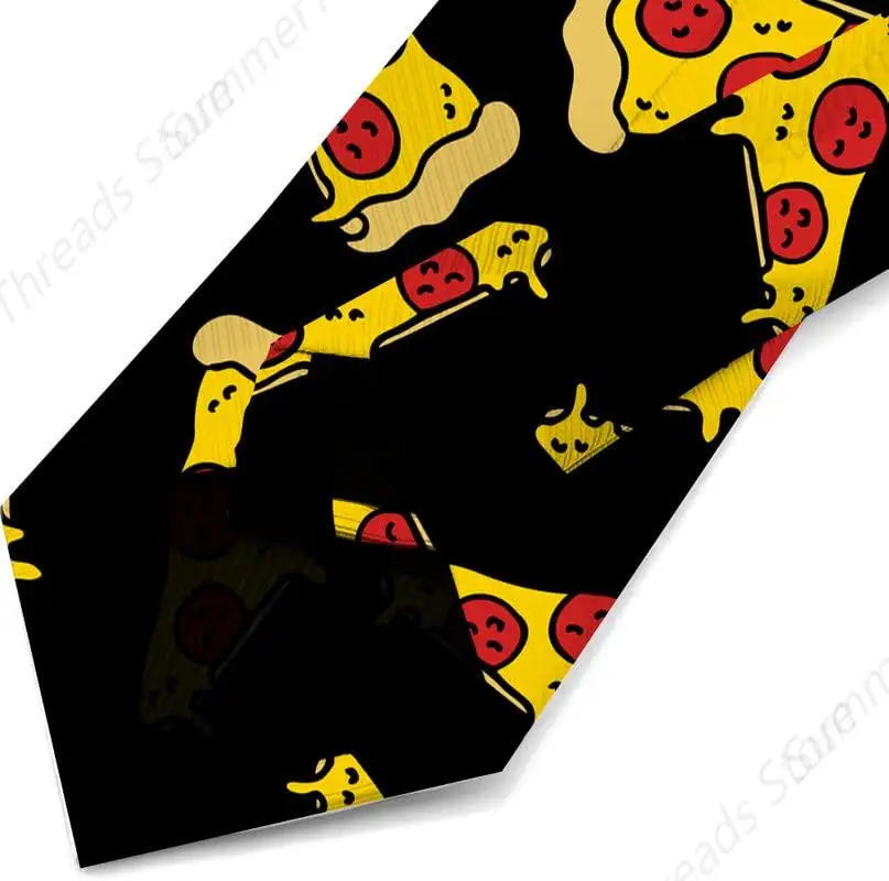 Pizza Tie for Men Funny Foods Necktie Business Ties Novelty Neck Ties for Wedding Business Dinner Party Dress Accessories