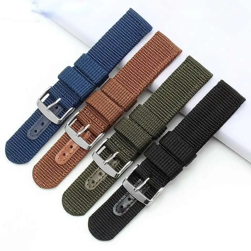Watch Strap For /Timex/Dw/Jeep/ Men's Canvas Nylon Outdoor Sports Wat 18Mm 20Mm 22Mm 24Mm