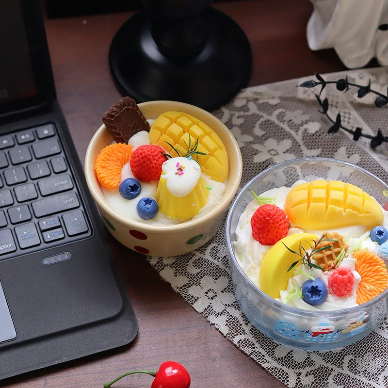 Handmade fruit scented candles. Ice cream mango strawberry blueberry cup wax, wedding souvenir birthday holiday gift