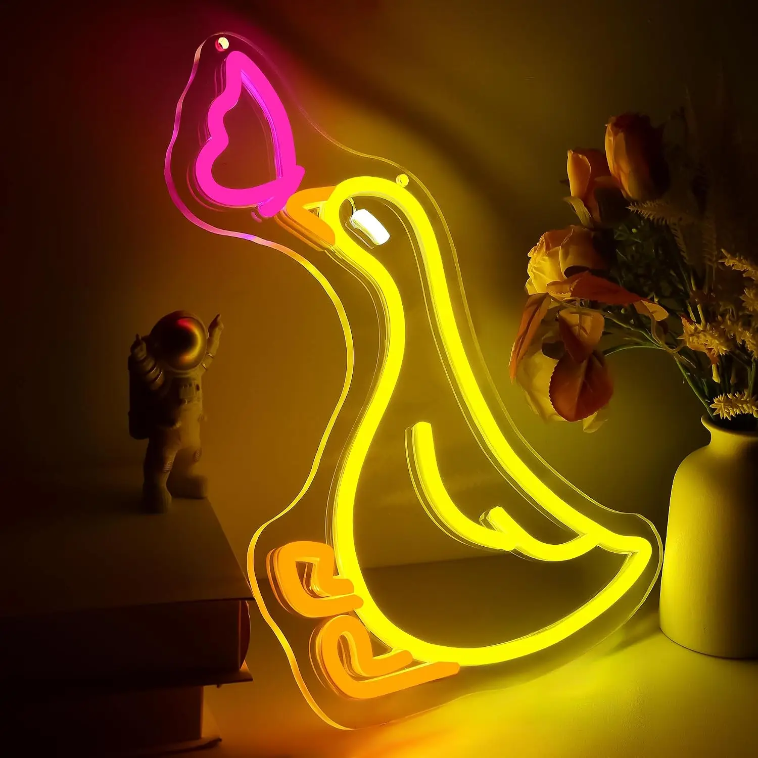 Cute Duck LED Neon Sign USB Wall Light Animal Atmosphere Lamp For Bedroom Dorm Cafe Bar  Romantic Valentine Wall Art Gift