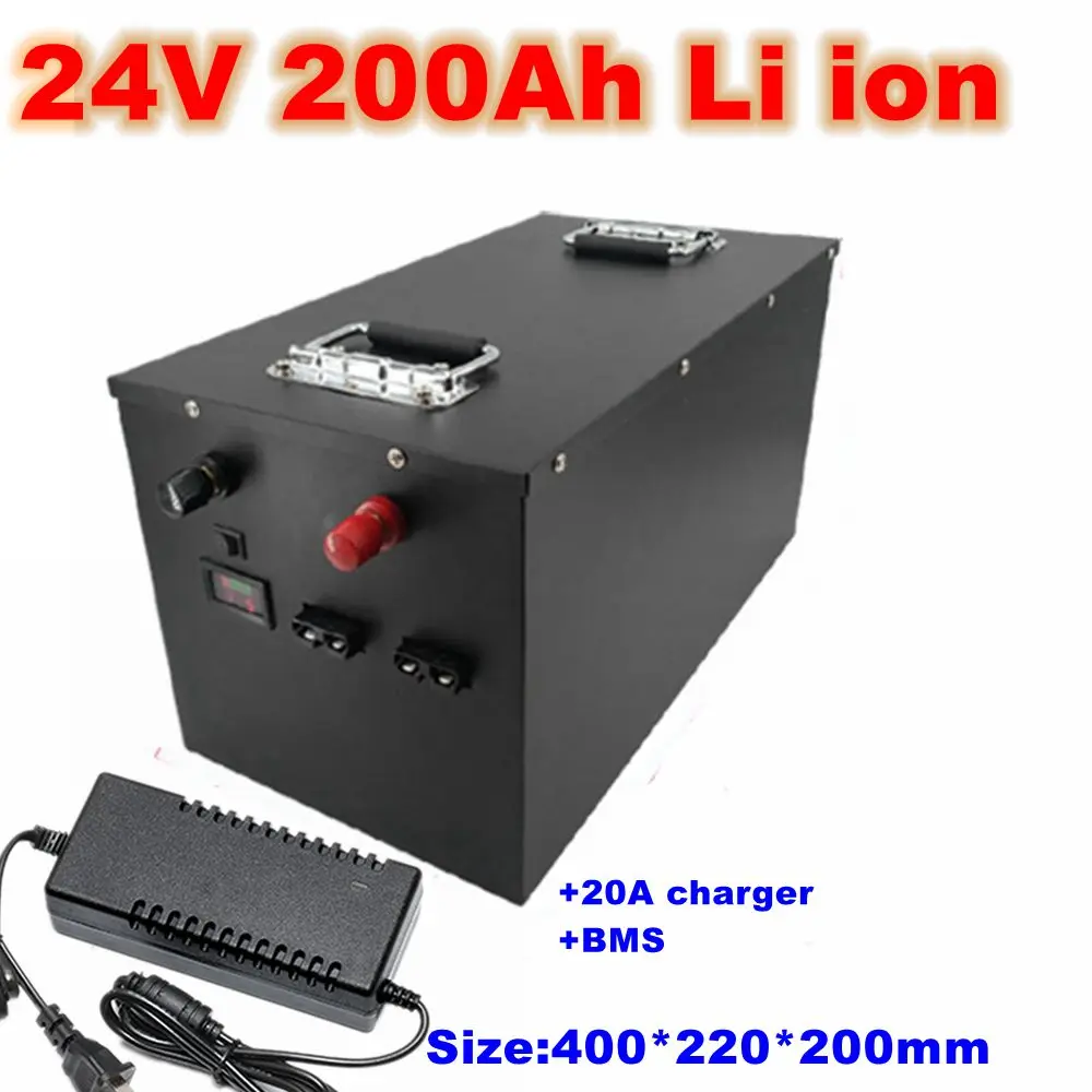 

Metal Case 24v 200Ah Lithium Battery Li-ion High Power 2000w Not Lead Acid for RV Boat Motor Solar Wind Energy UPS