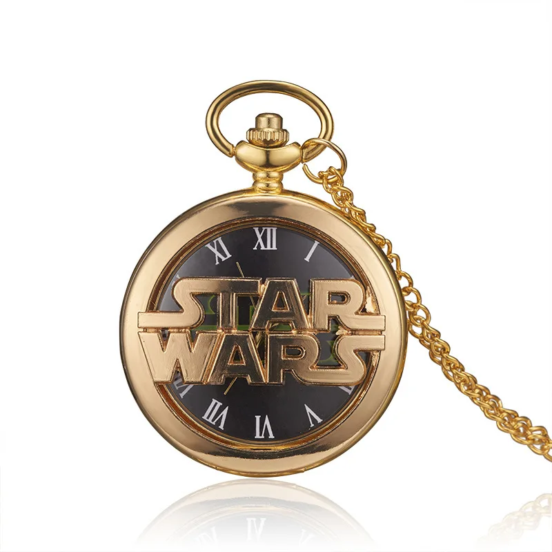 Free Shipping OUTLETSStar WarsStar WarsRetro Large Hollow Quartz Flip Men's and Women's Necklaces Pocket Watch