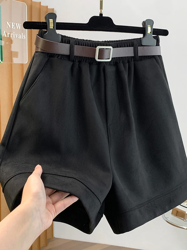 High Waist Deer Skin Velvet Boot Pants Women's Casual Wide Leg Shorts Matching Long Boots Autumn Winter Fashion Ladies' Pants