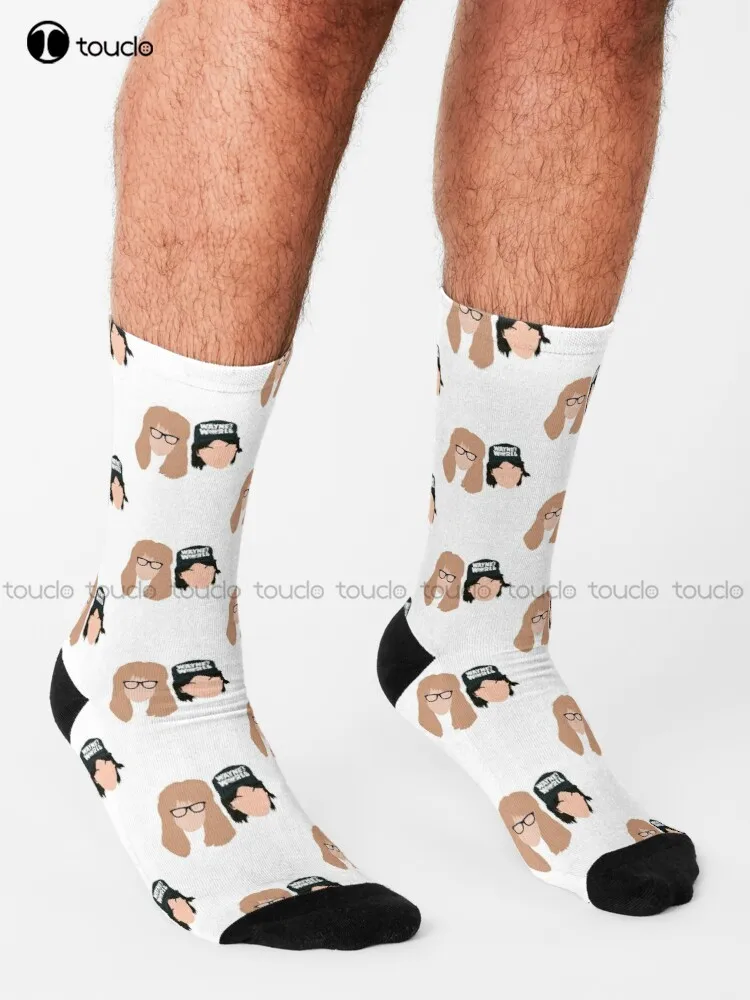 Wayne & Garth Socks Girl Socks Cartoon Comfortable Best Girls Sports Street Skateboard Socks 360° Digital Print Custom Gift Sock