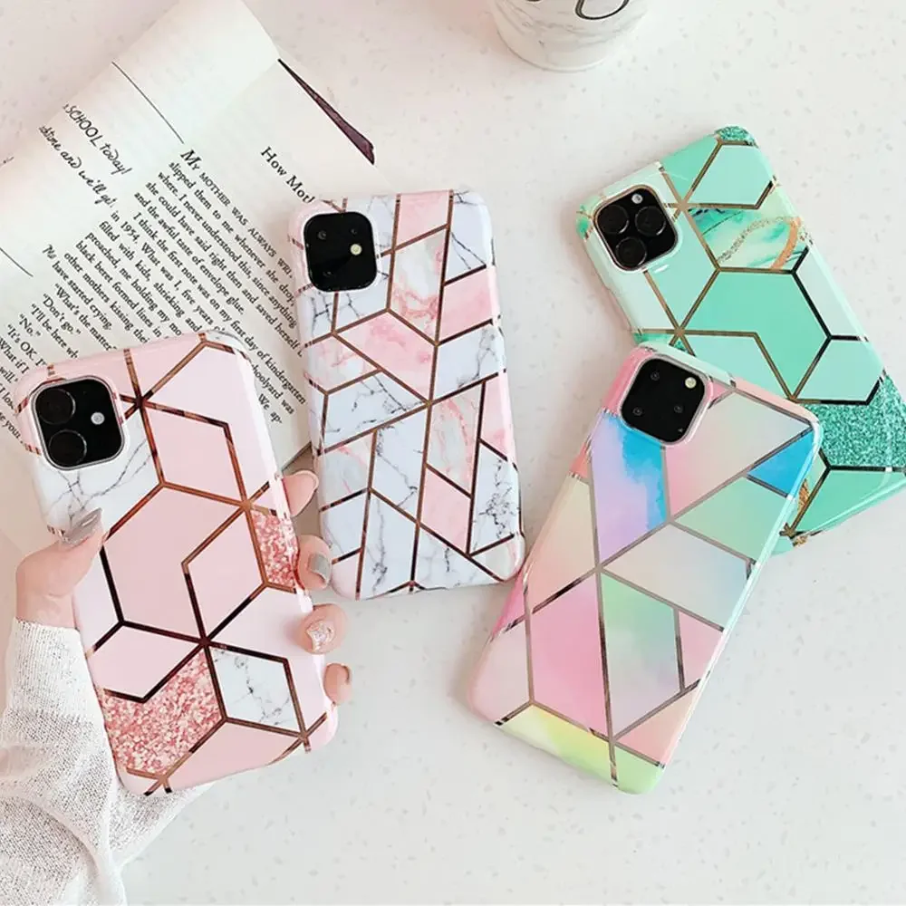 Marble Flower Phone Case For Samsung Galaxy A30S/A50/A50S/A51 Back Cover w/ Finger Ring Soft Silicone Phone Cases Cartoon Shell