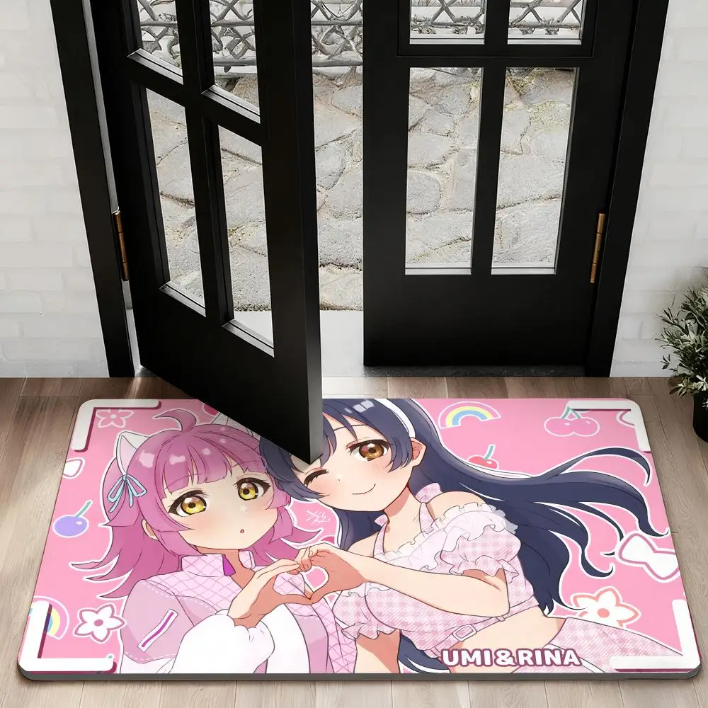 

l-Love Live School Idols Floor Mat Diatom Bath Mat Absorbent Quick Dry Non-Slip TPR Backing Soft Plush Draining Rugs
