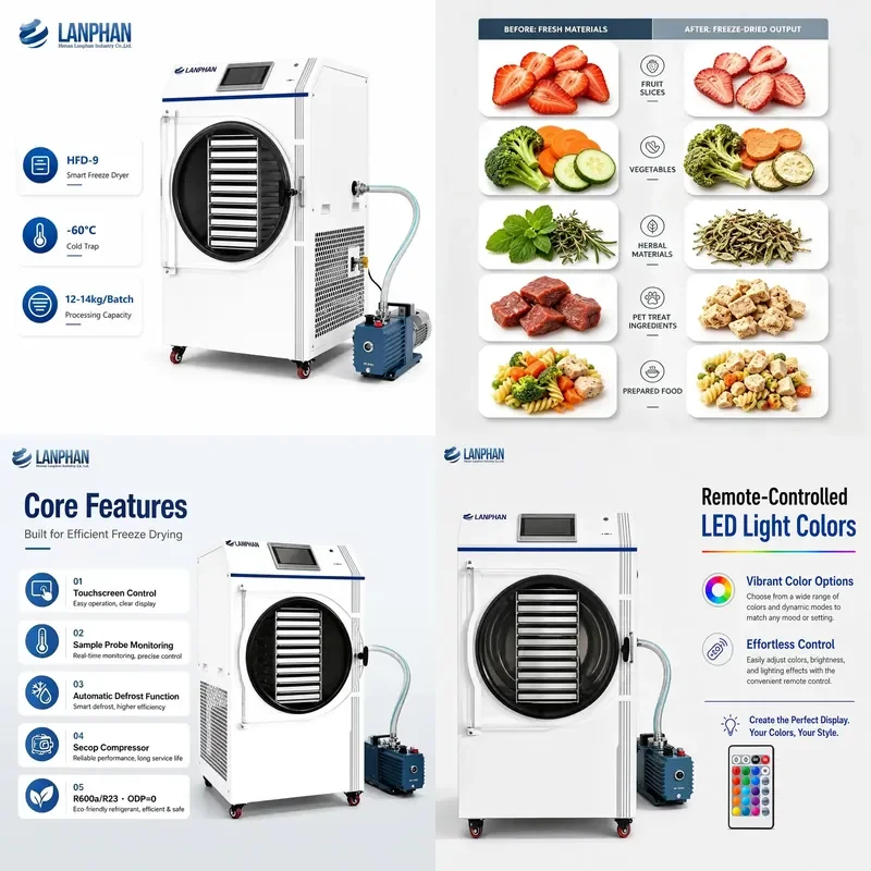 Household Freeze Dryer 10 Tray Vacuum Freeze Drying Machine 12-14kg Per Batch Small Business Food Fruit Lyophilizer