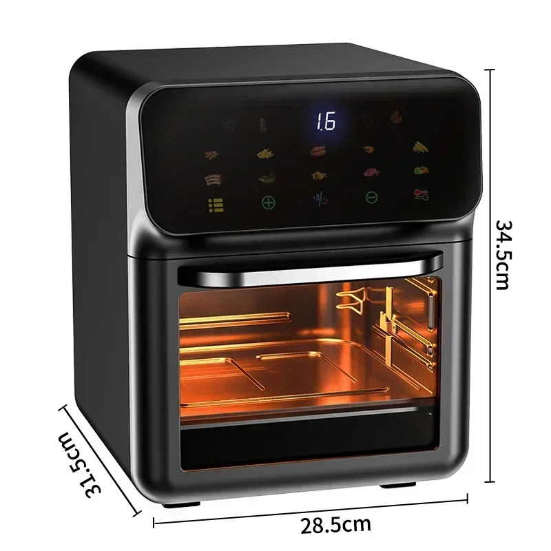 Freidora de aire eléctrica 10 L Horno de convección de gran capacidad Freidora sin aceite Cocina 360 ° Electrodomésticos con ventana visible para