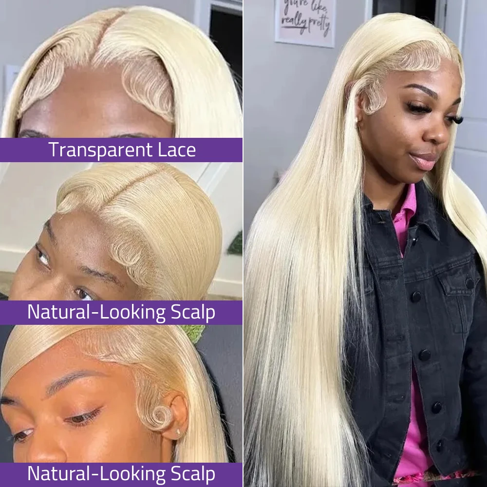 36インチ 613ストレート 13x6 HDハニーブロンド レースフロント 人毛ウィッグ ブラジリアン 13x4 カラーレースフロントウィッグ 女性用 200密度