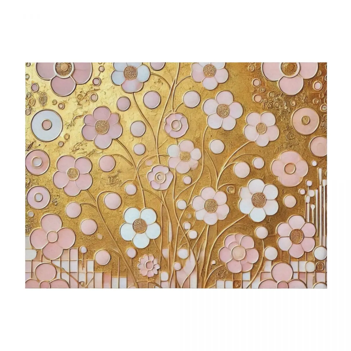 

Gustav Klimt Flowers and Gold Throw Blanket Moving Luxury Brand Plaid on the sofa Decorative Throw Blankets