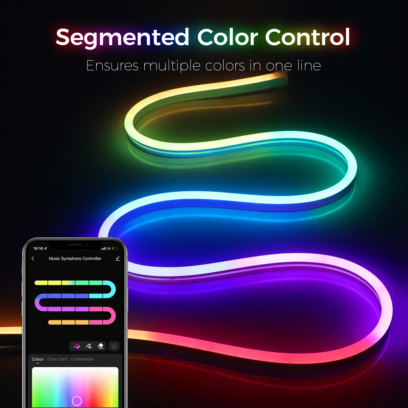 RGBIC Wifi Neon light LED Strip Tuya APP RGB Chasing Dream Color Waterproof Flexible Tape Alexa Google Home Garden Decoration