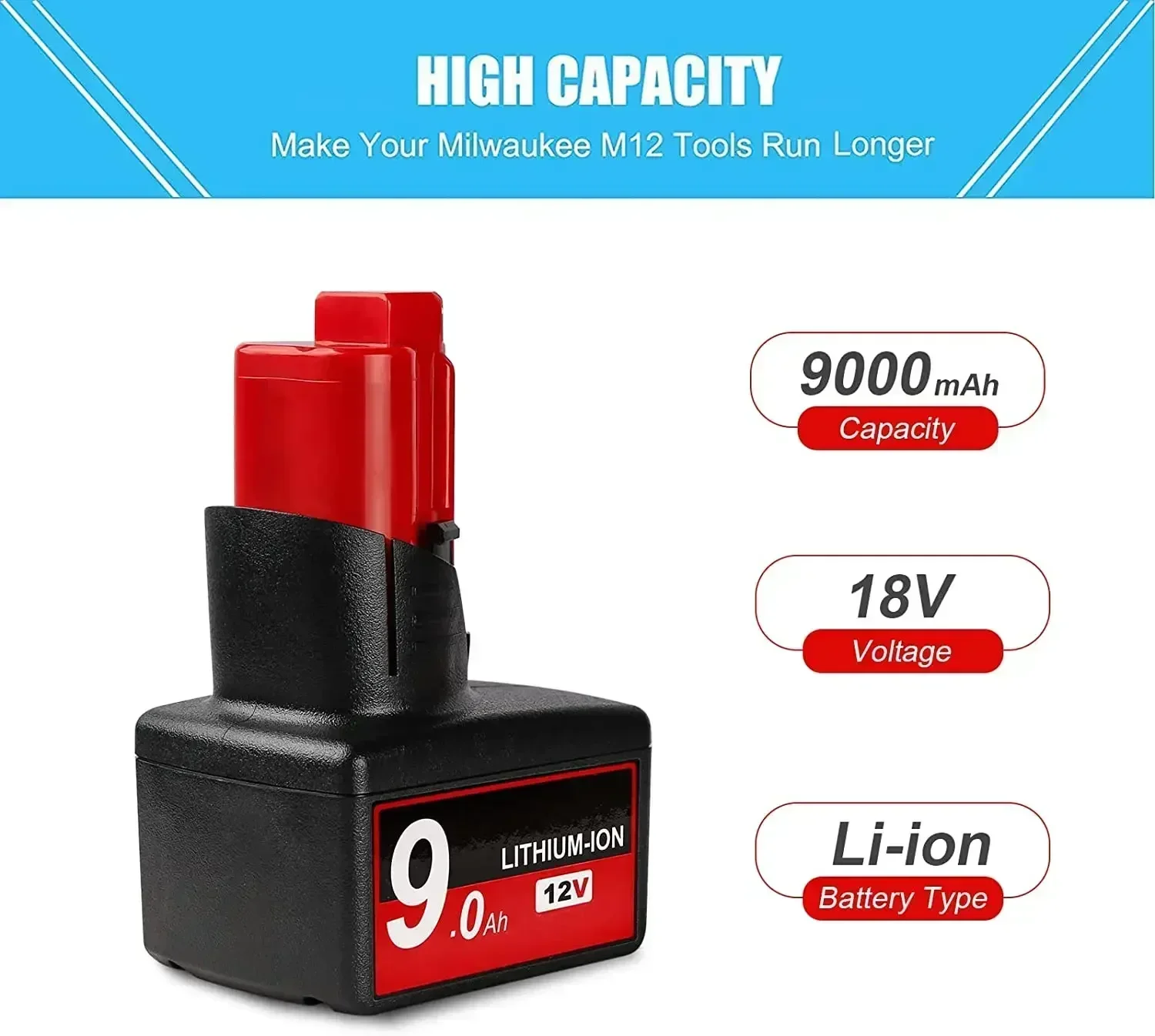 Литий-ионный аккумулятор 12 В, 3000 мАч для Milwaukee M12 48-11-2411 48-11-2420 48-11-2401 48-11-2402 48-11-2401 12-вольтовый аккумулятор M12