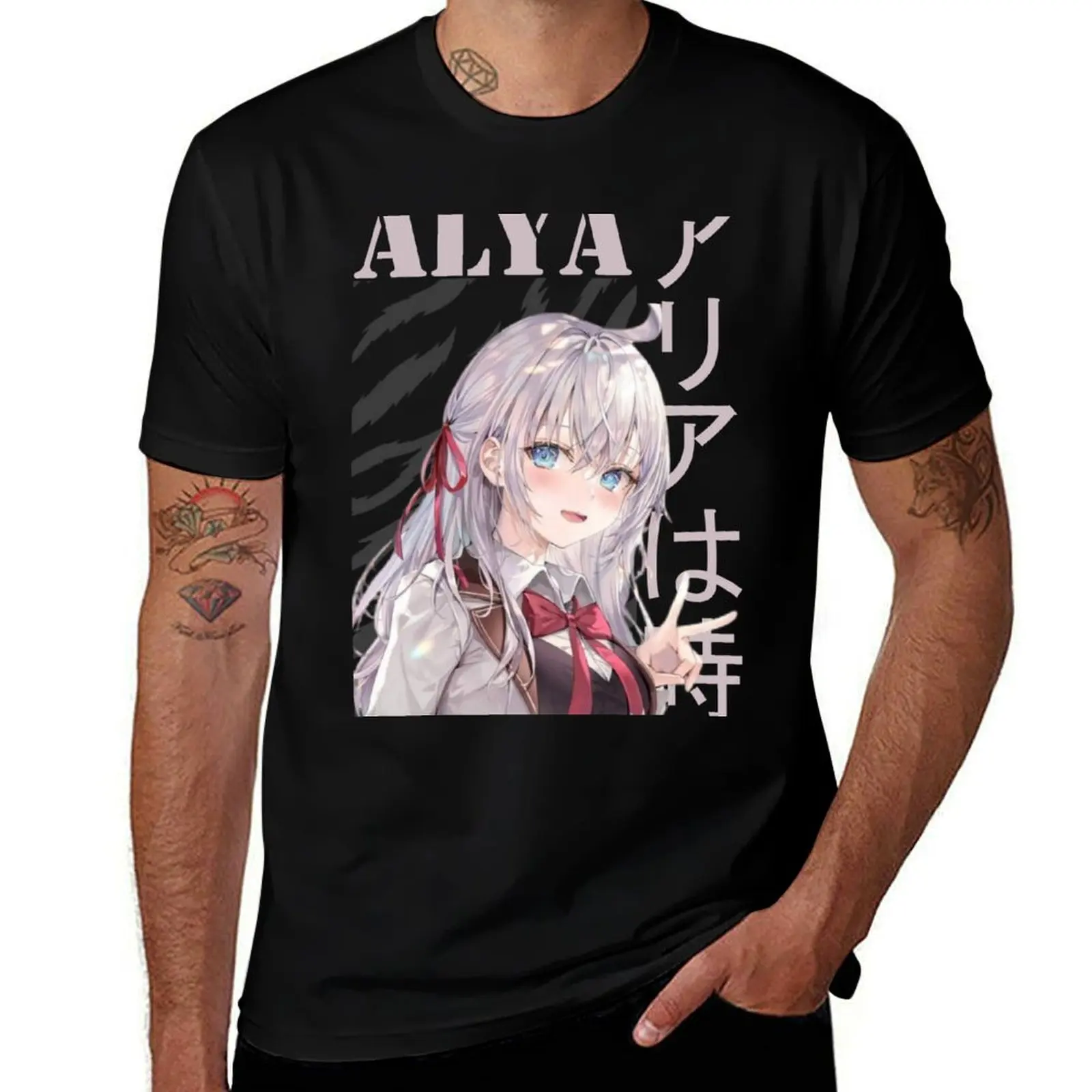 Alya T-Shirt kawaii clothes vintage blue archive Men's cotton t-shirt