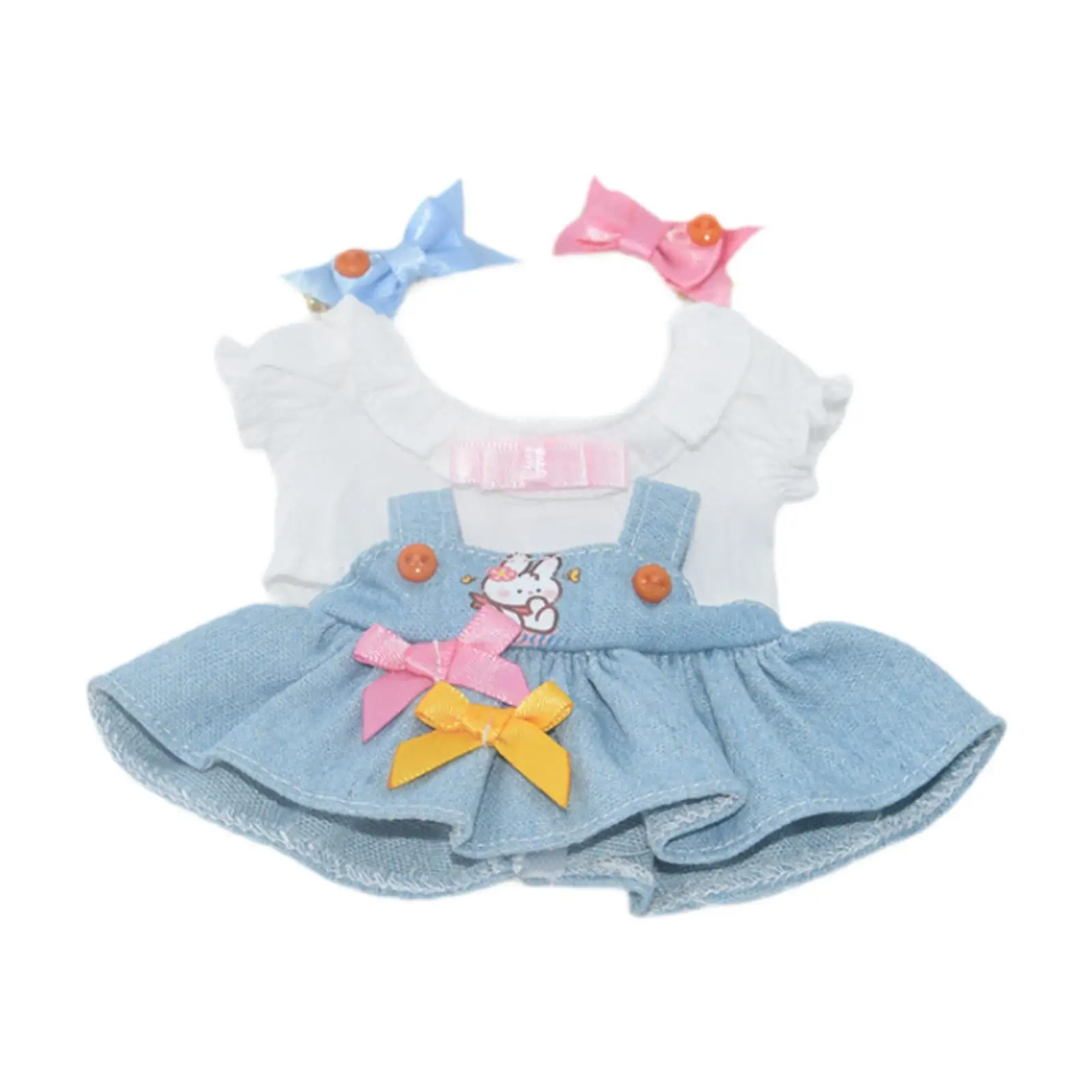 

Set of 4 Doll T-Shirts with Dress Bow Hairpin for 15-17cm Dolls, for Halloween