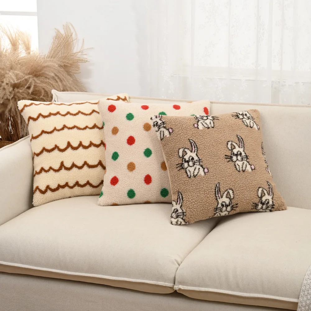 

30x50/45x45cm Multi-size Cartoon Rabbit Throw Pillow Cover Retro Wave Cushion Cover Pillowcase for Children's Bedroom Decoration
