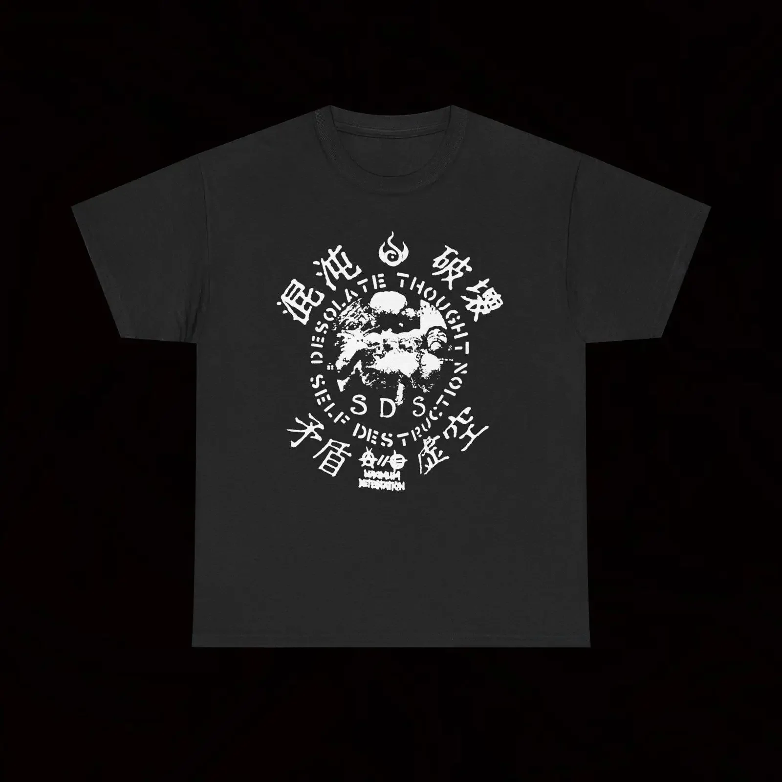 S D Desolate Thought Self Destruction T Shirt Crust Punk Vintage Hardcore Street Casual Cotton vintage Washed streetwear